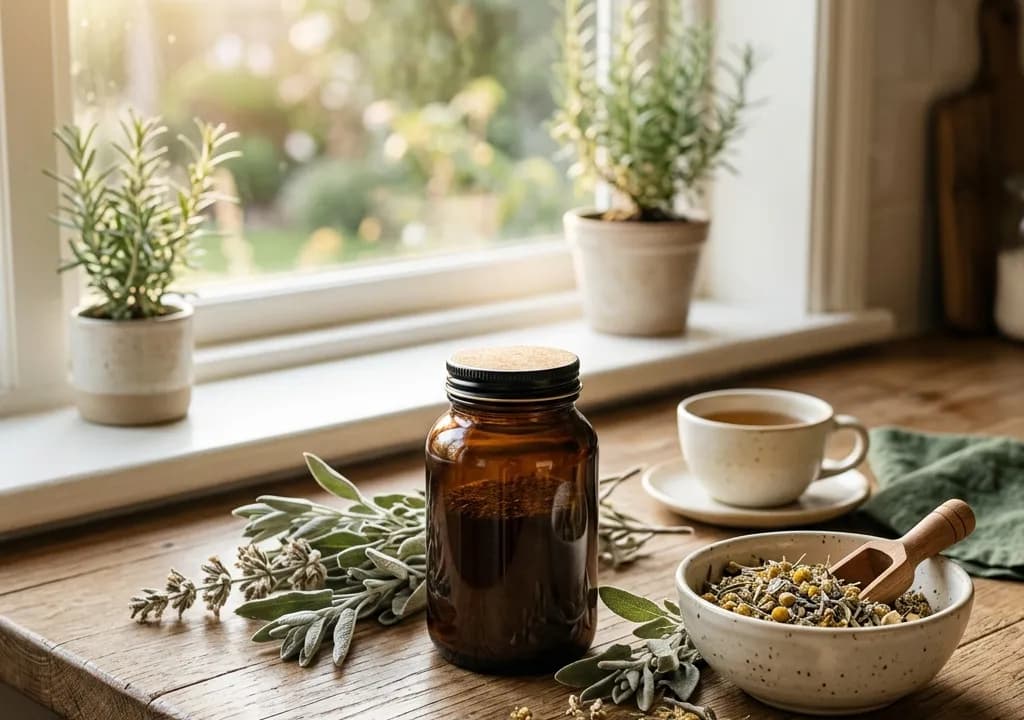 EH-5 dans son décor — ingrédients naturels associés à la formule