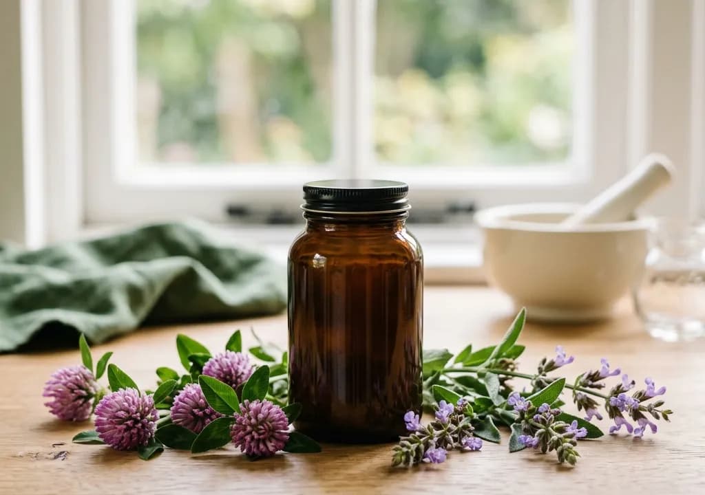 MénoZen dans son décor — ingrédients naturels associés à la formule